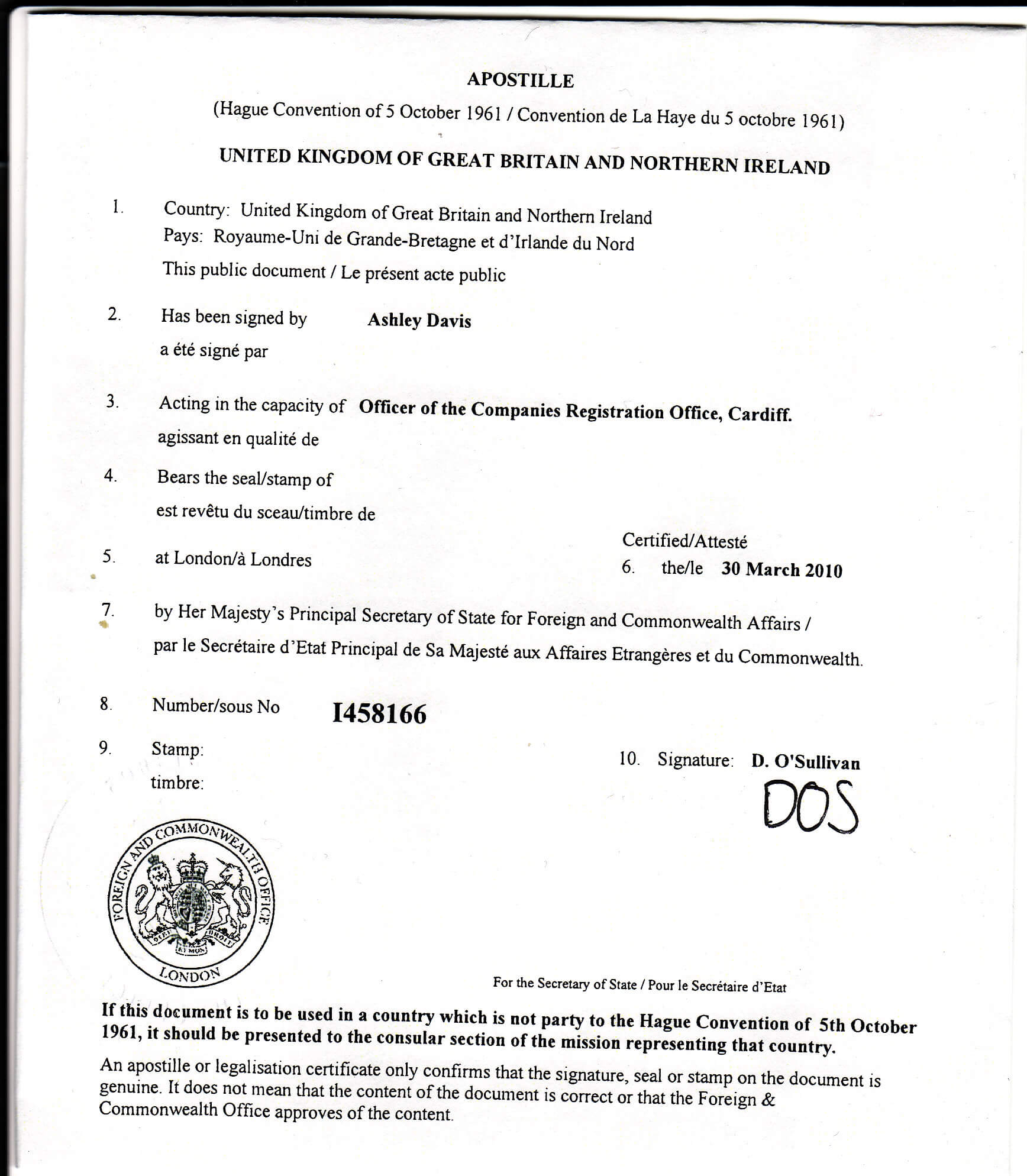 Apostille MD Pryke Notary
