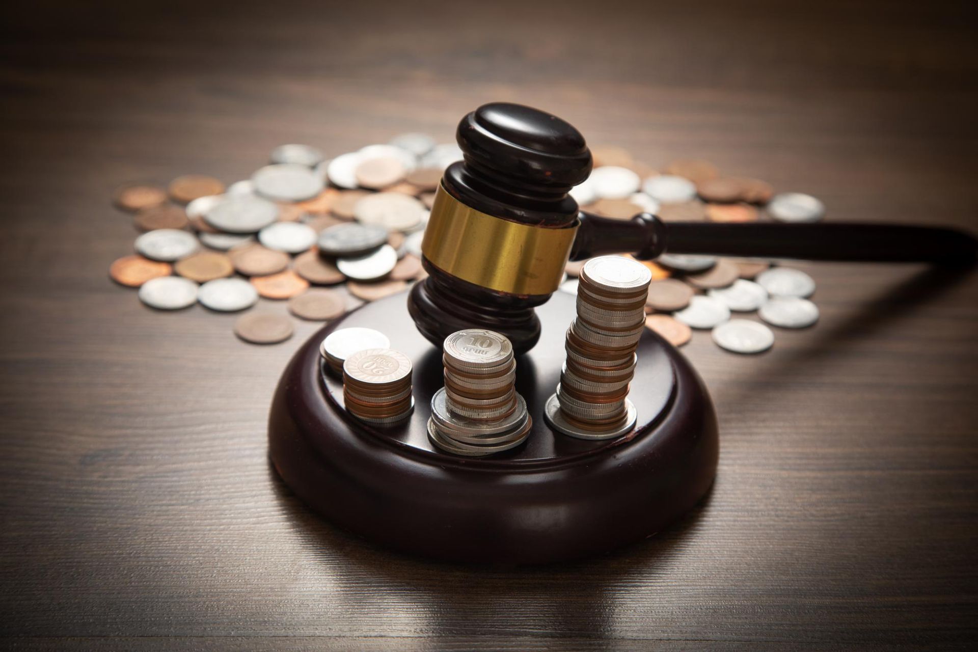 Coins with judge gavel – MD Pryke